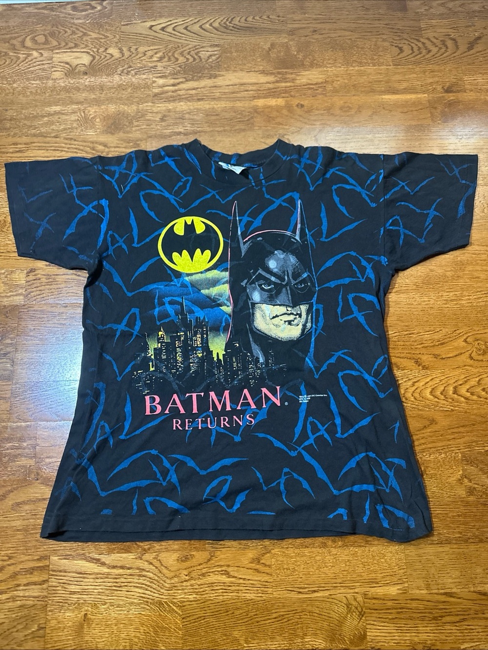 Vintage 1991 Batman Returns Movie Promo T Shirt Mens L Black Single Stitch Mint